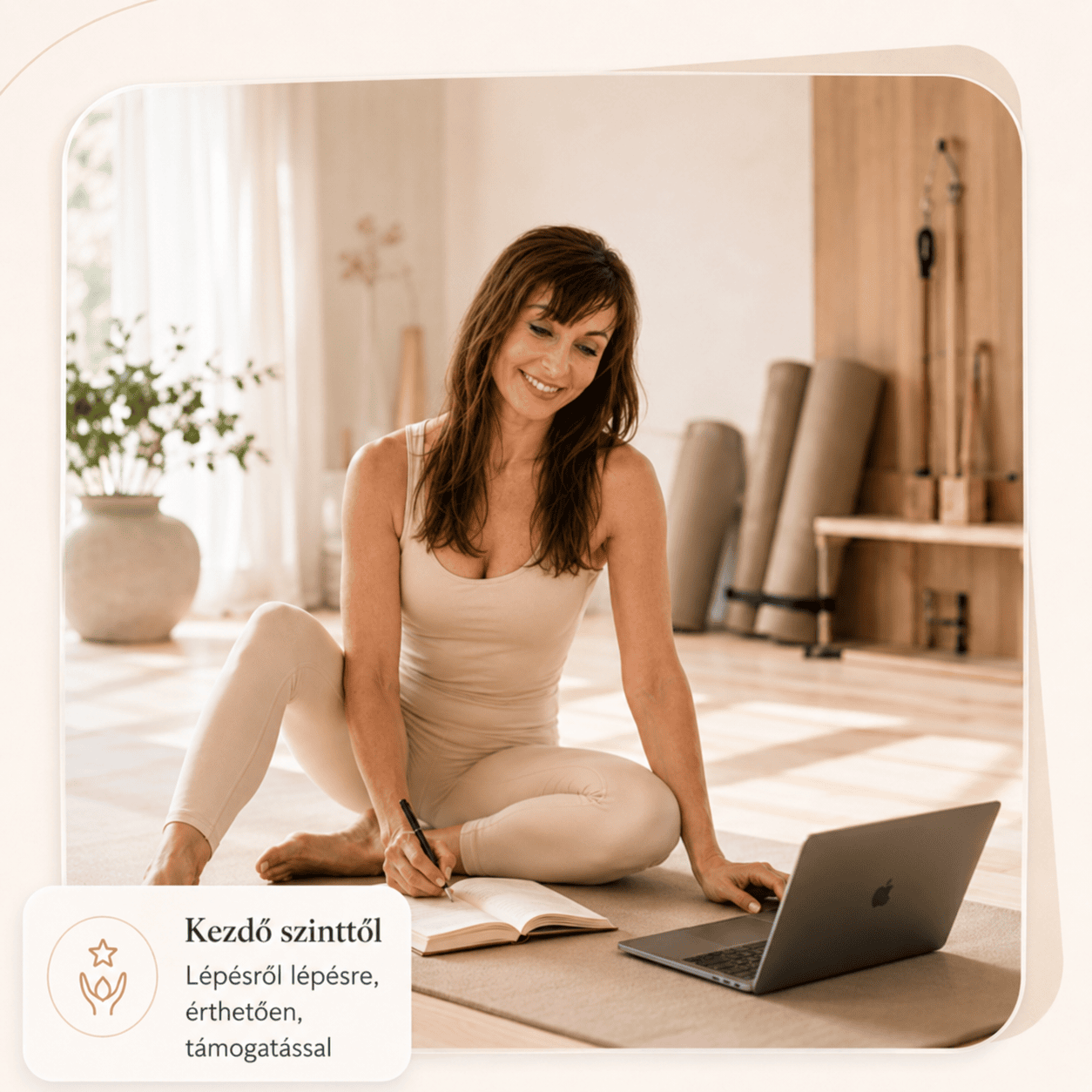 Online Pilates oktatói képzés tanulás közben